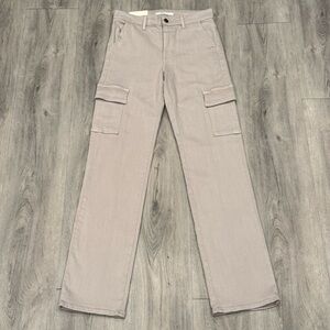 Fidelity Panther Light Gray Moon Dust Denim High Rise Full Cargo Straight Jeans